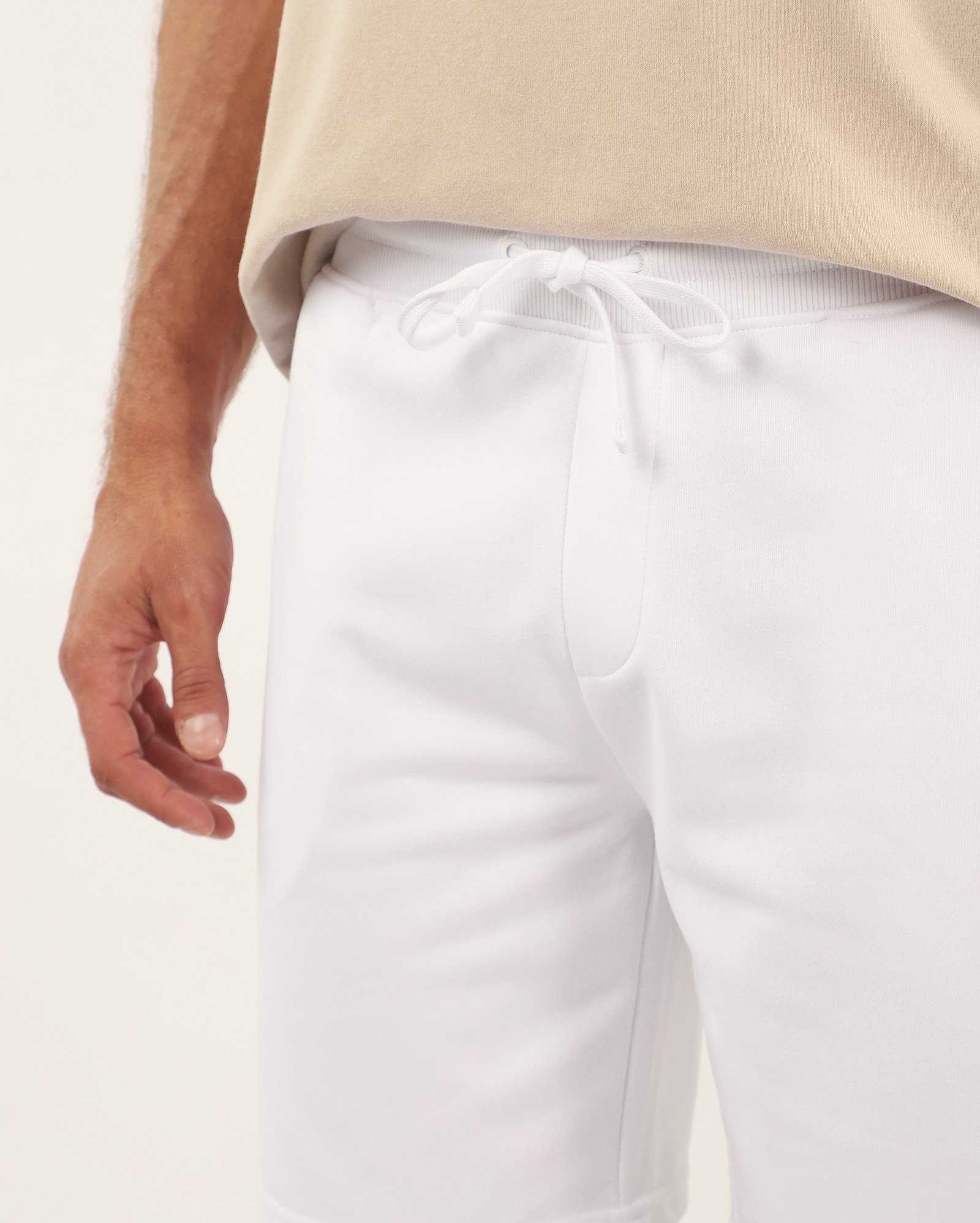 Bermuda de moletom masculina regular cós elástico - branca