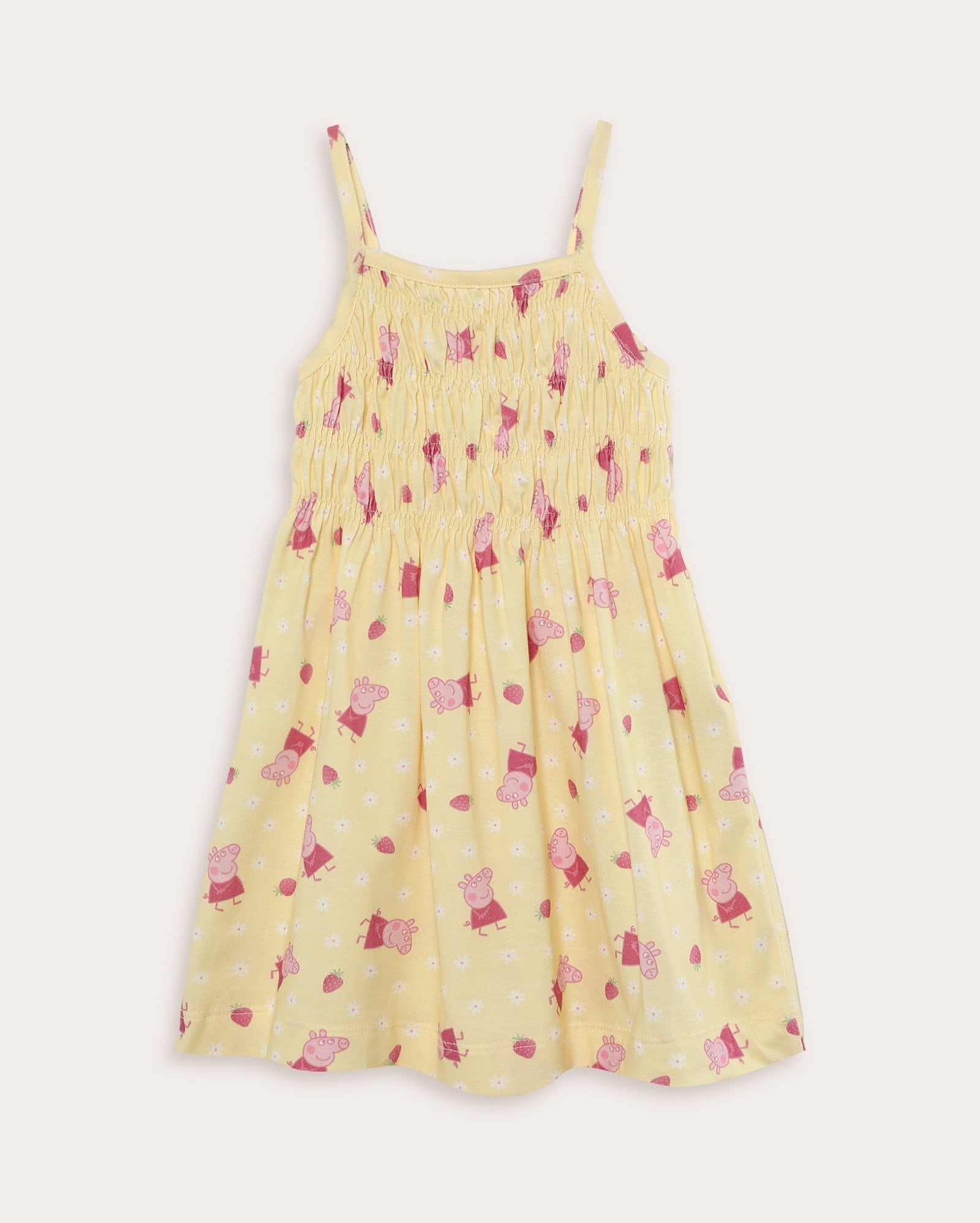 Vestido infantil evasê Peppa Pig com lastex 1-4A amarelo | Hasbro