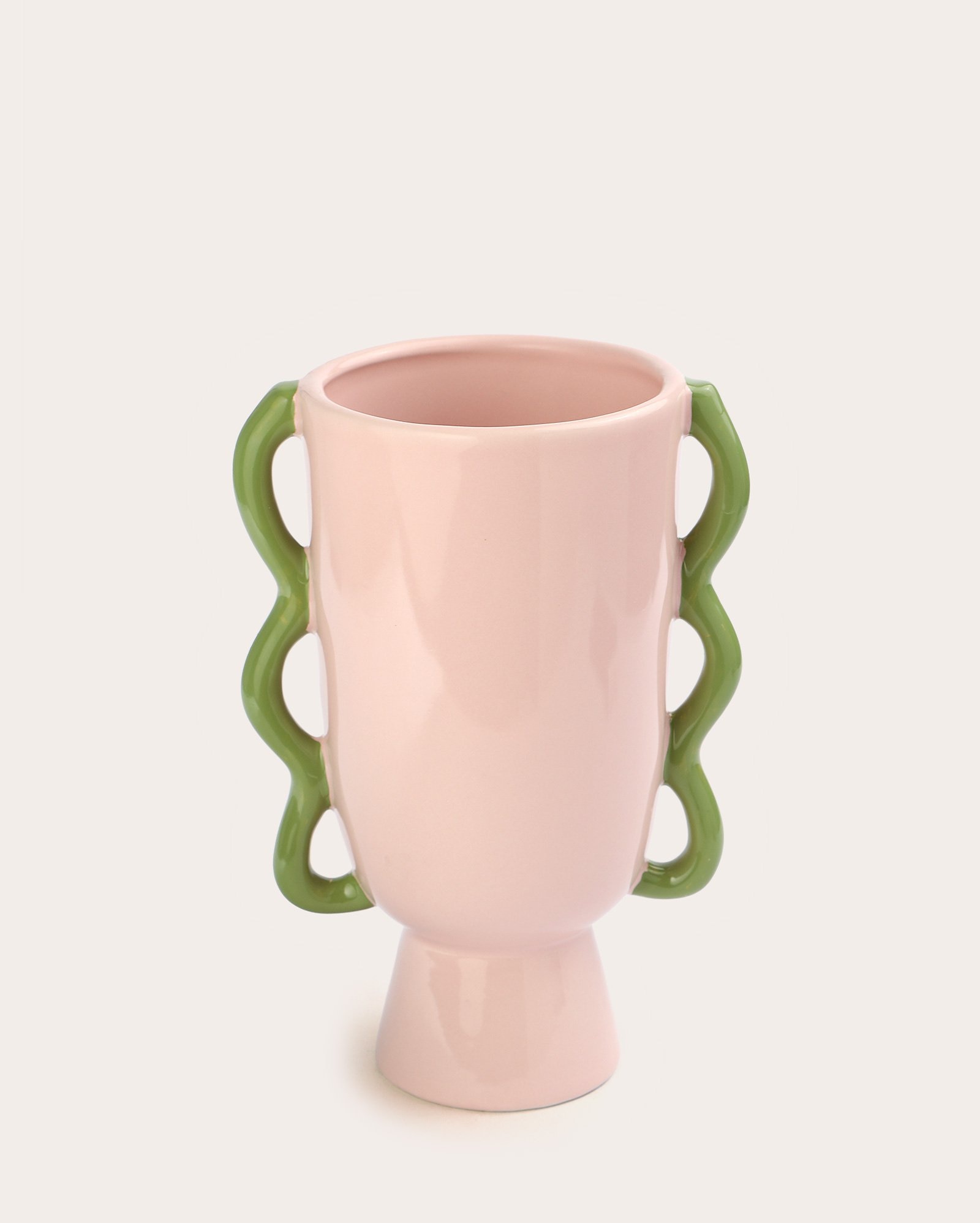 Vaso de cerâmica com alças Ally 25cm - rosa | Casa Riachuelo