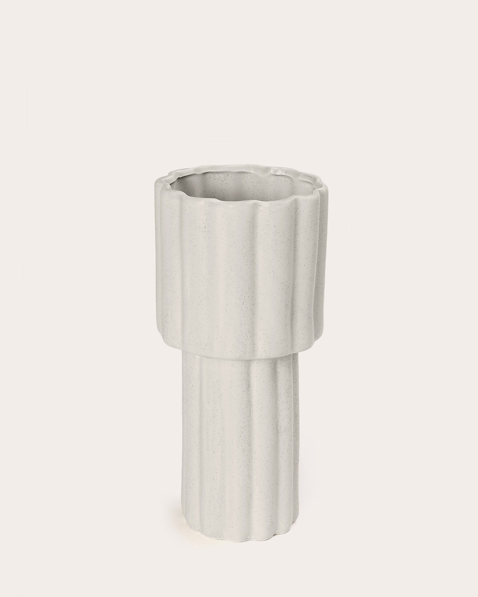 Vaso de cerâmica ondulado Anna 25cm - cinza | Casa Riachuelo