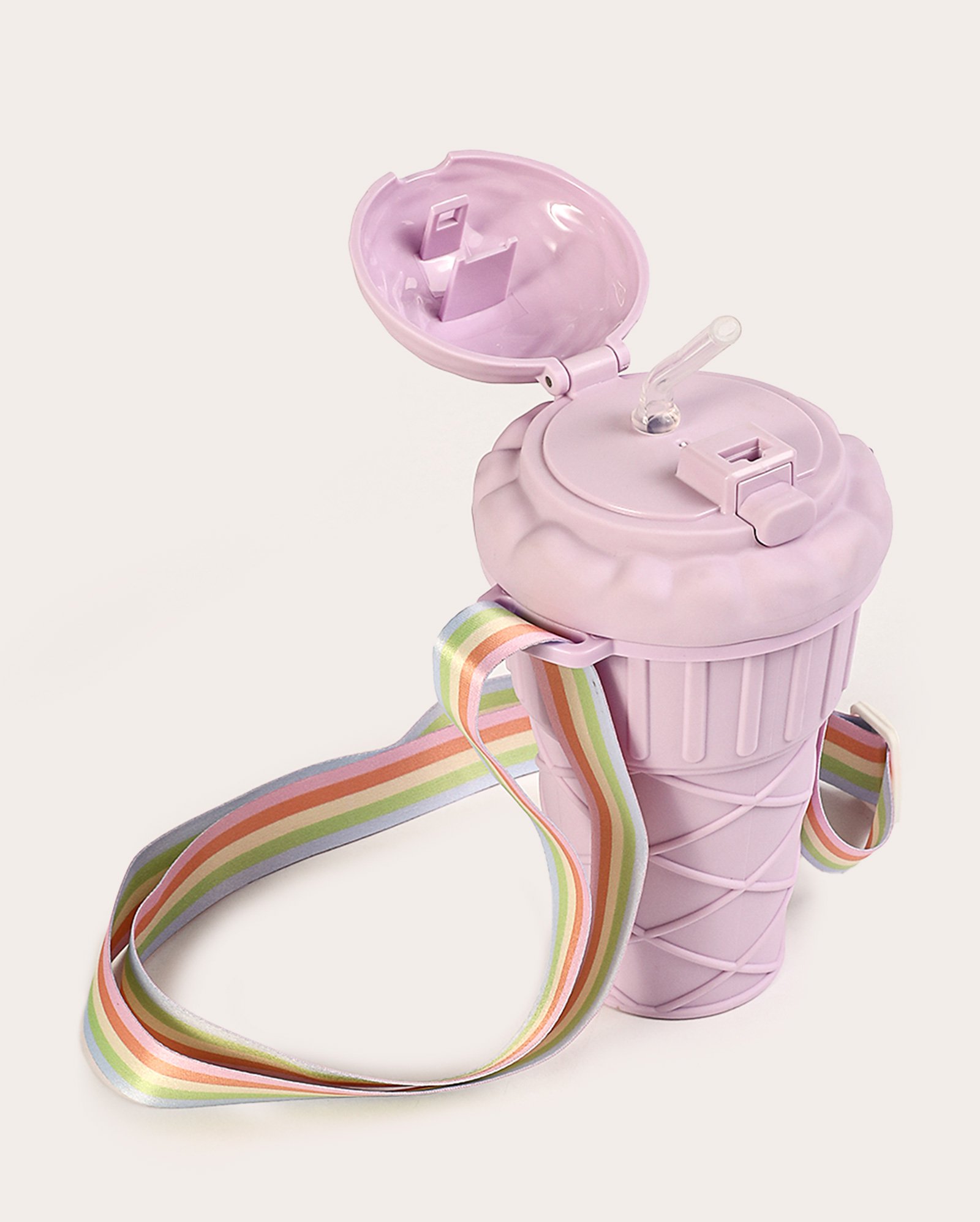 Copo infantil sorvete com alça e canudo 500ml lilás | Accessori by Riachuelo