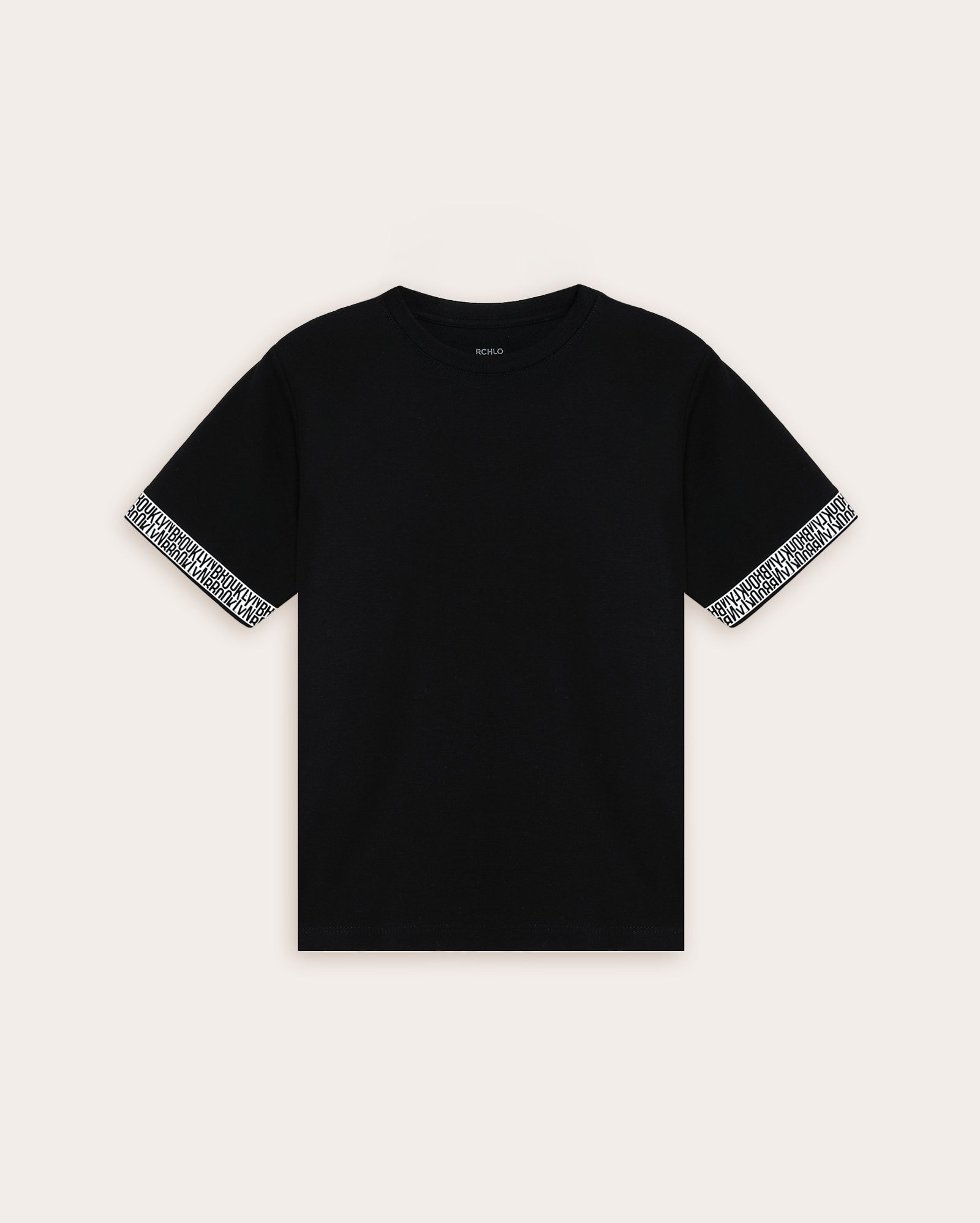Camiseta juvenil regular mangas em lettering - preta