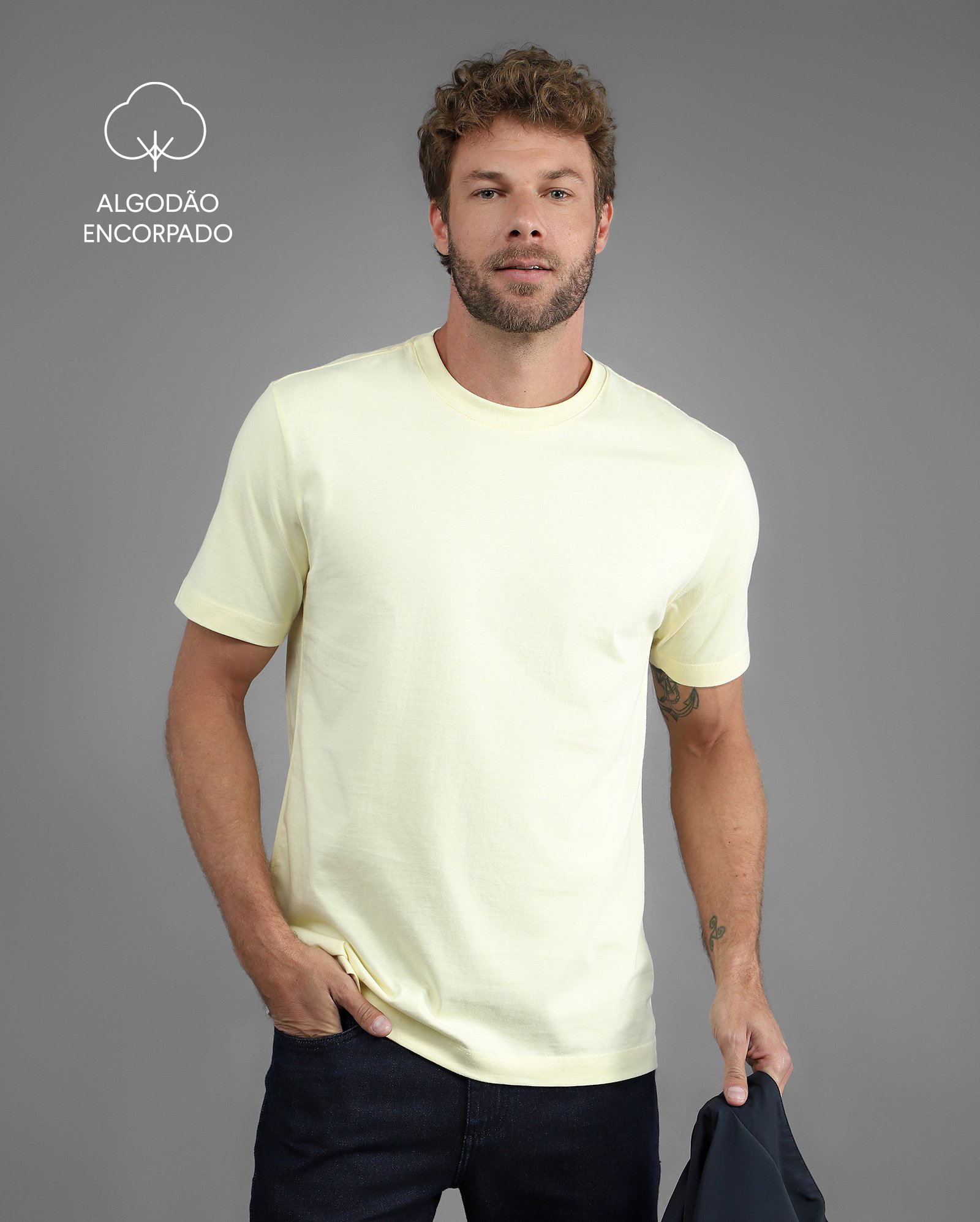Camiseta masculina algodão Tech UltraCotton - Amarelo Claro