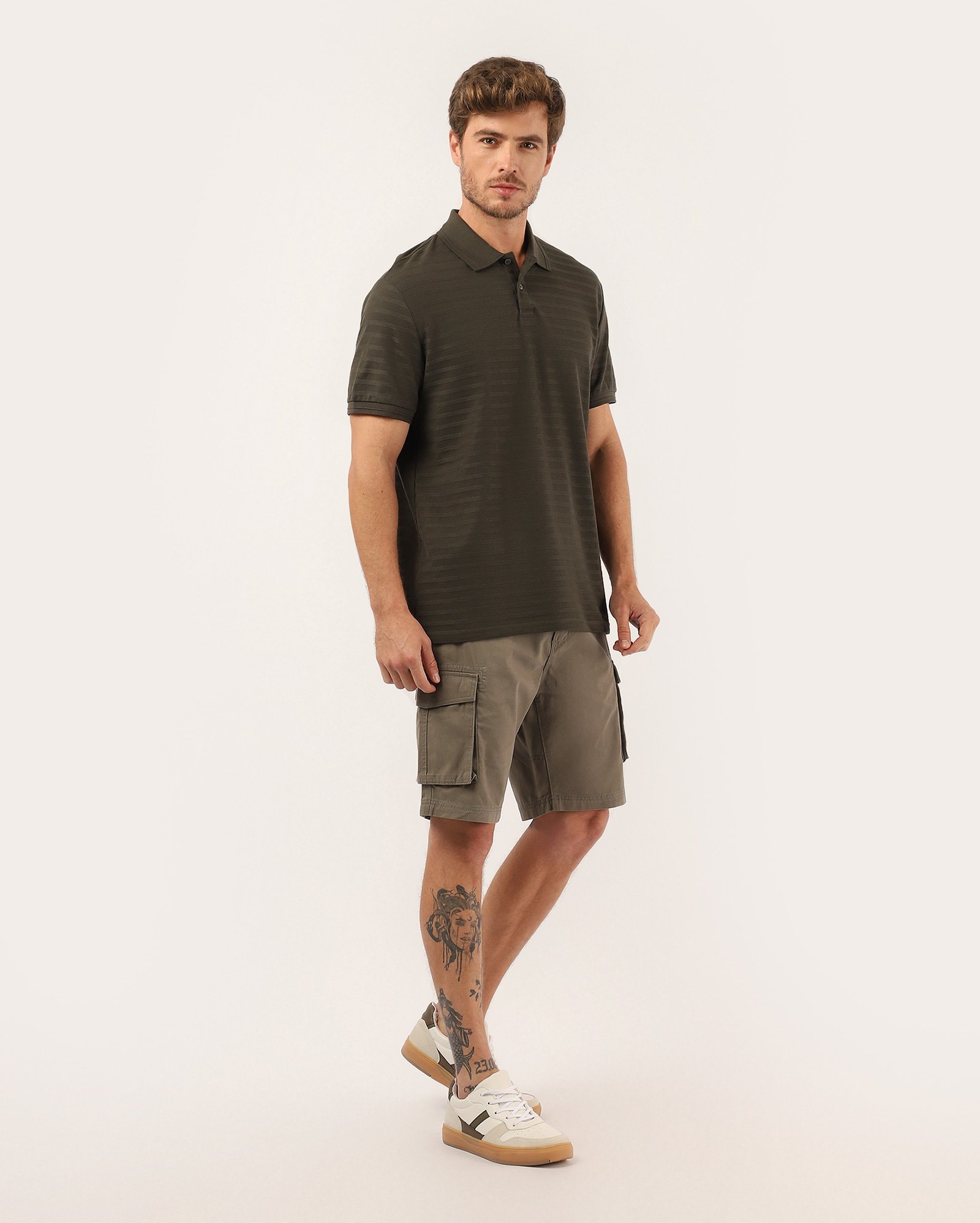 Bermuda sarja masculina bolso cargo e cinto - verde | Pool Jeans
