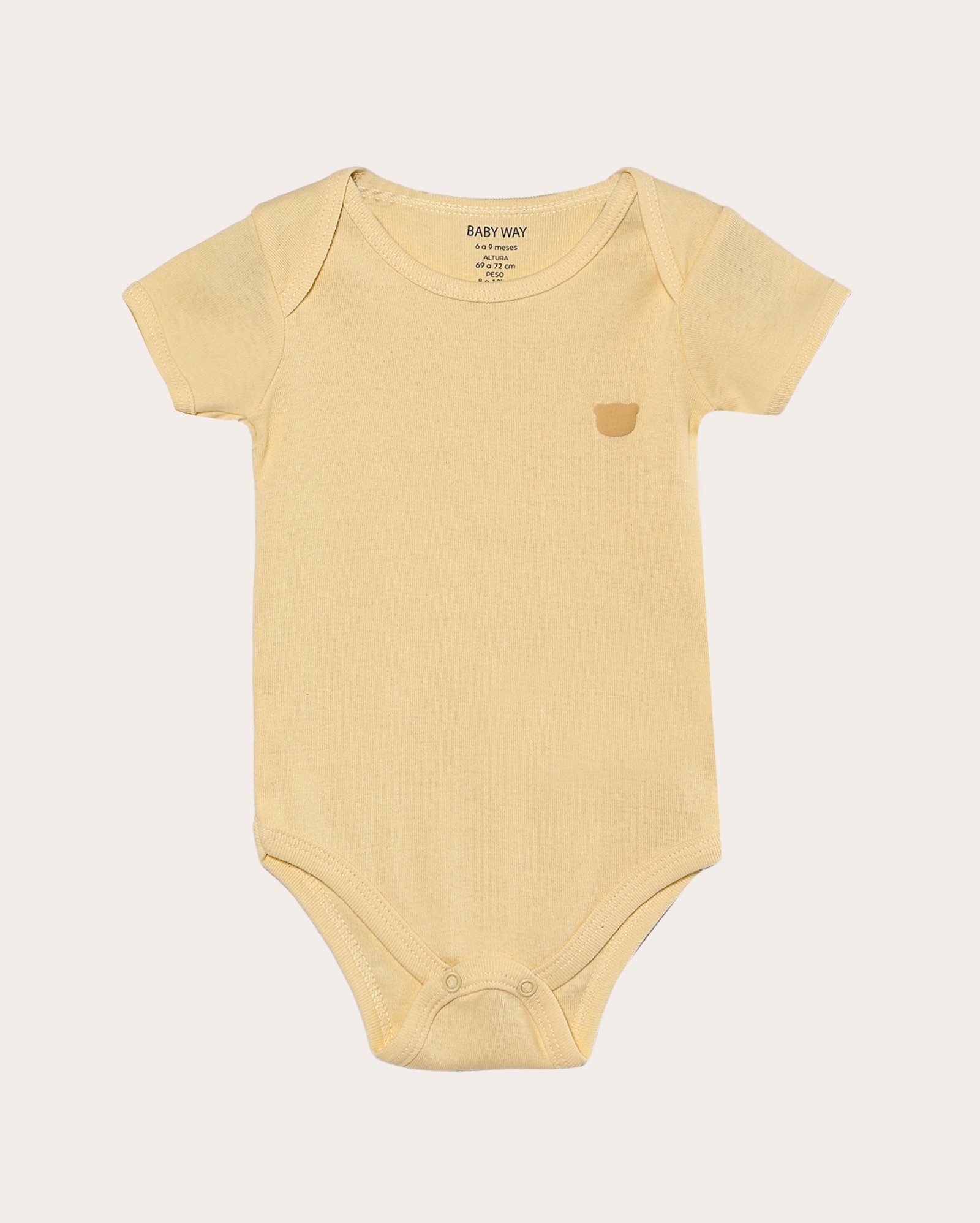 Body bebê manga curta com ursinho amarelo | Baby Way
