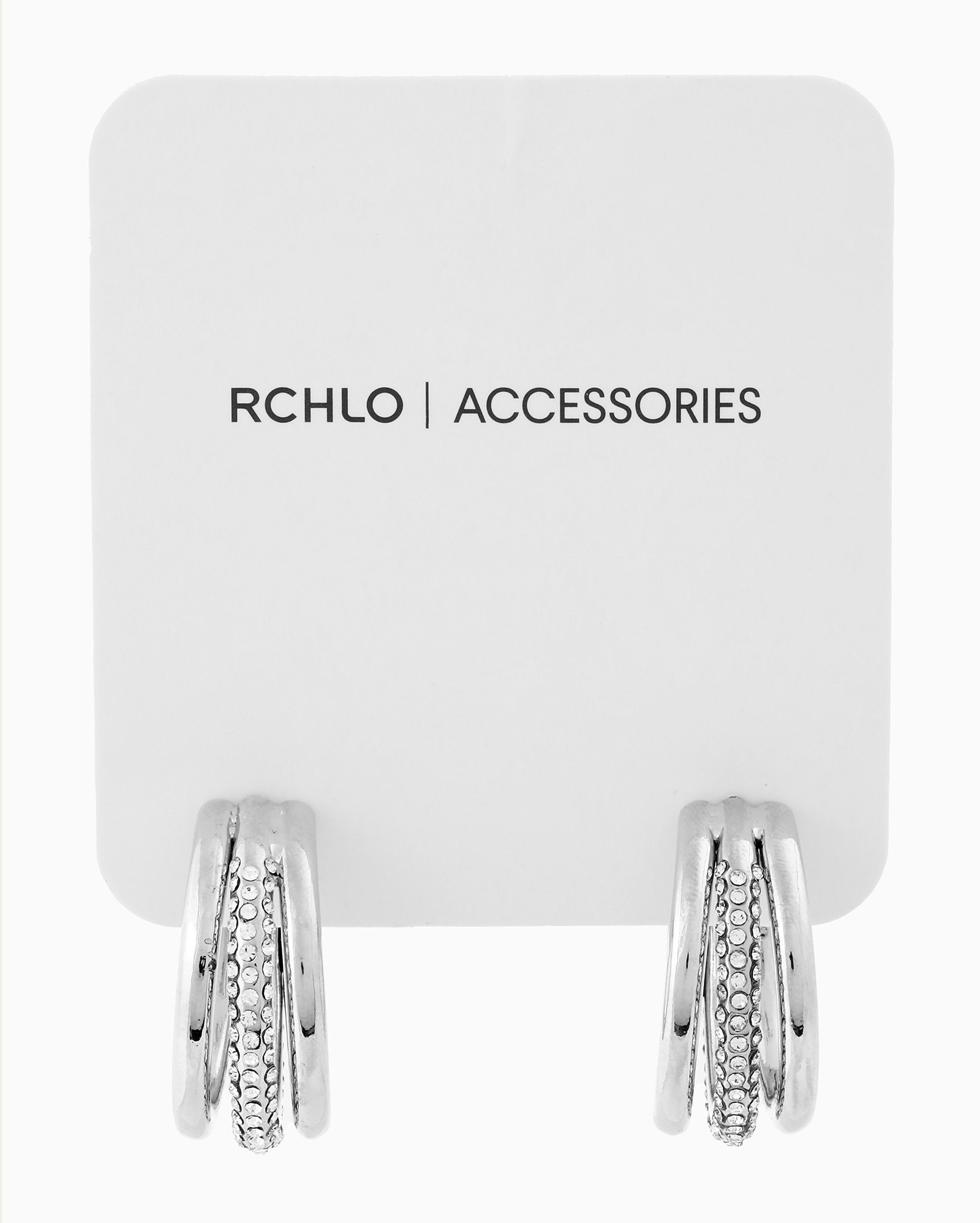 Brinco feminino argola tripla com strass prata | Accessori by Riachuelo