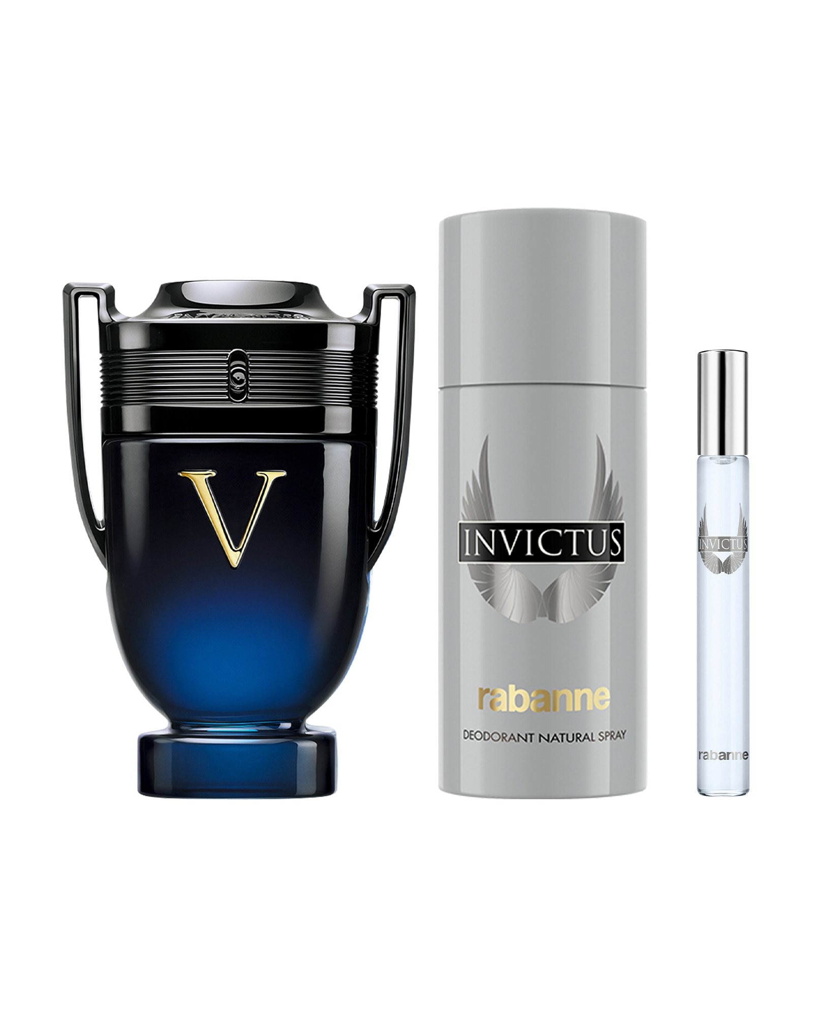 Kit perfume masculino Invictus Victory Intense 100ml + desodorante 150ml + Travel EDT 10ml | Rabanne