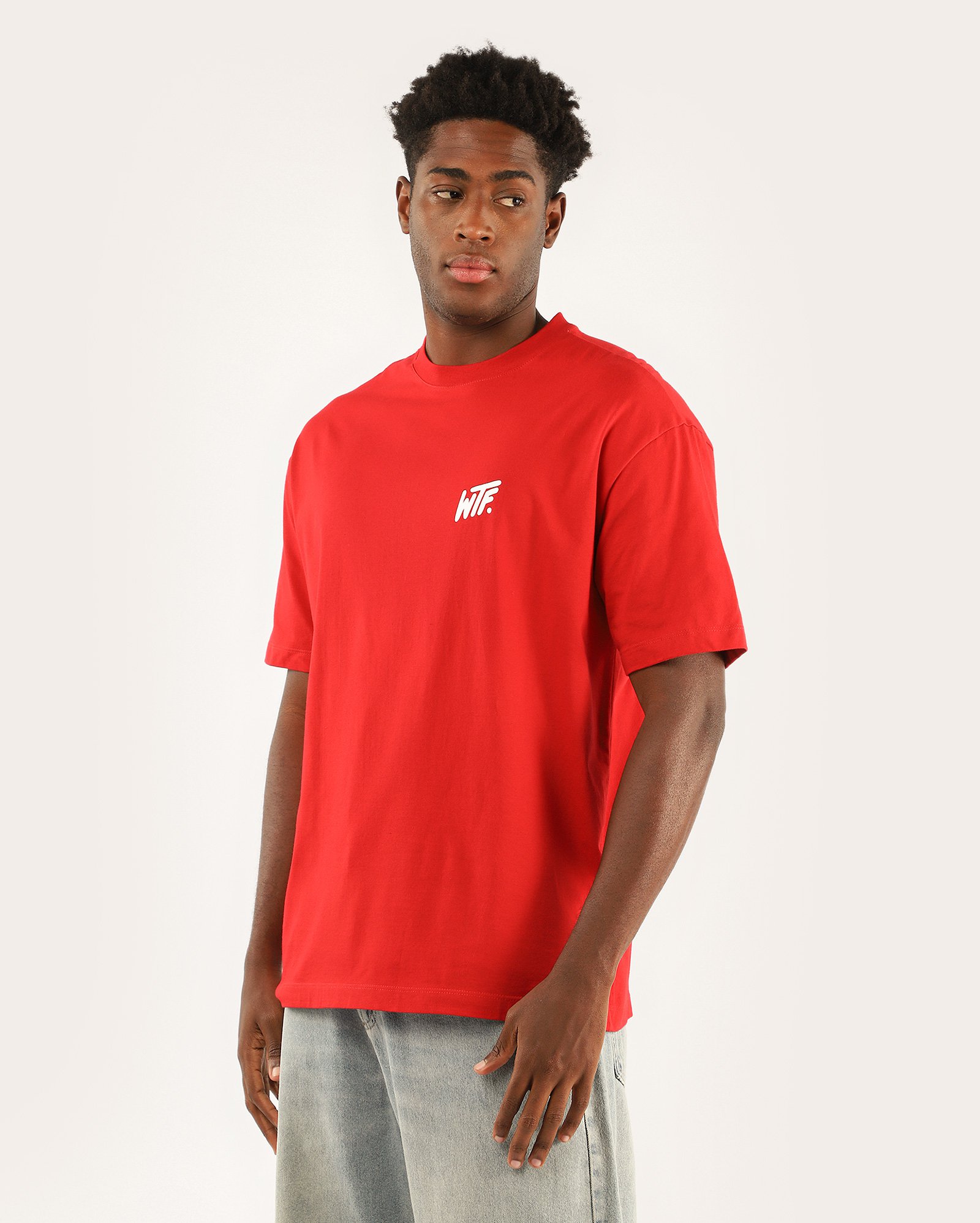 Camiseta masculina oversized WTF - Vermelho