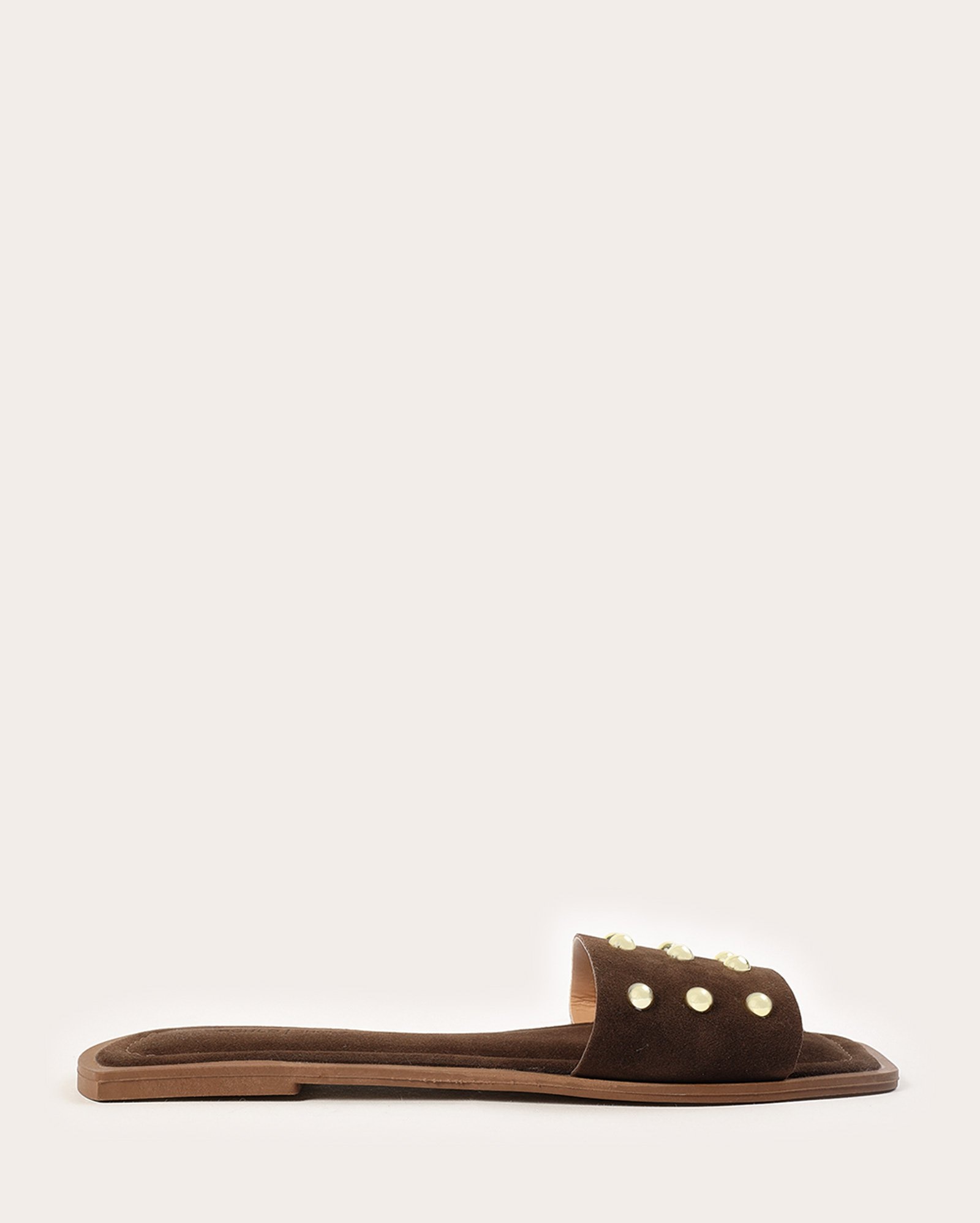 Sandália rasteira feminina metalizada suede marrom | Riachuelo