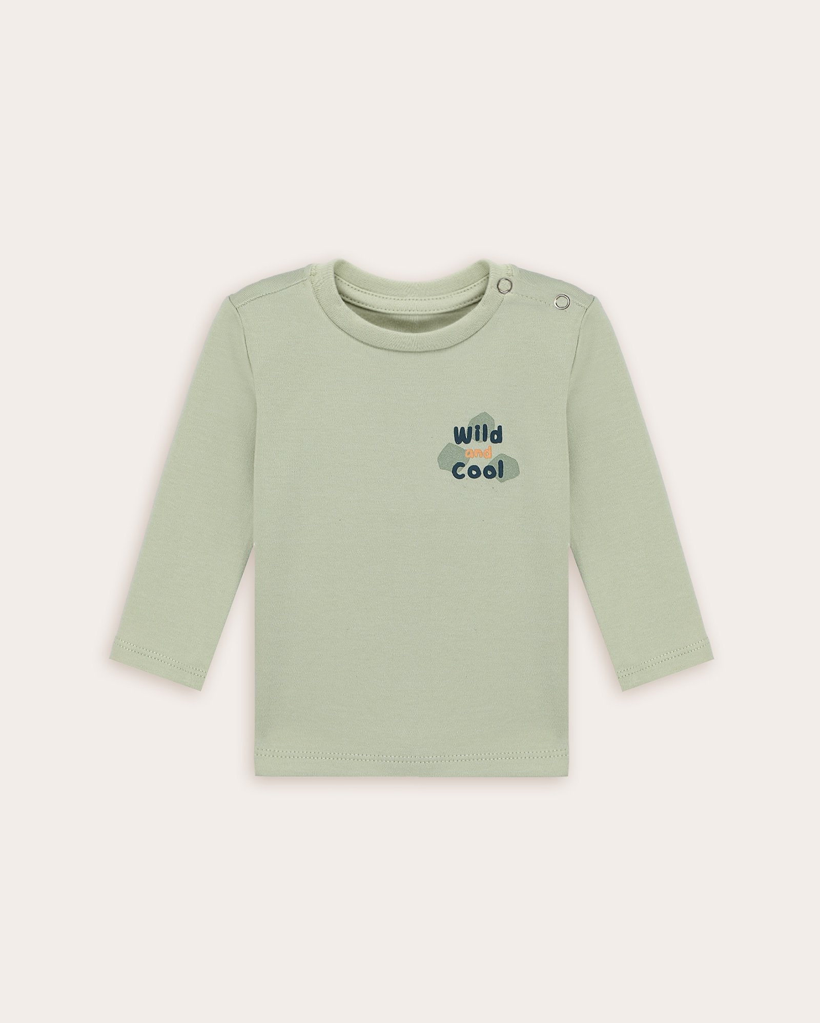 Camiseta bebê regular manga longa em lettering verde