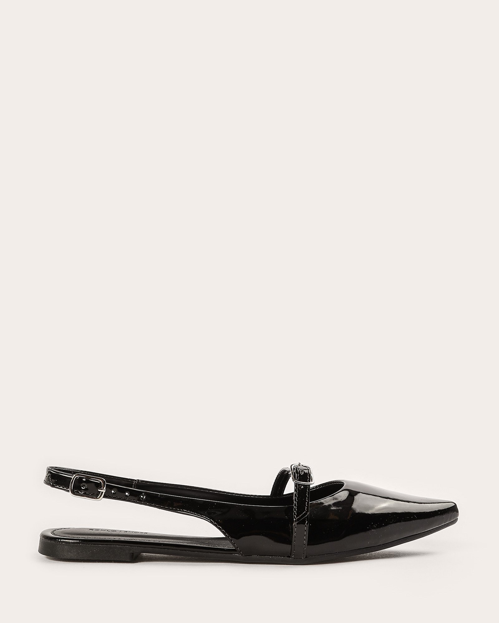 Sapatilha feminina bico fino com fivela - Preto