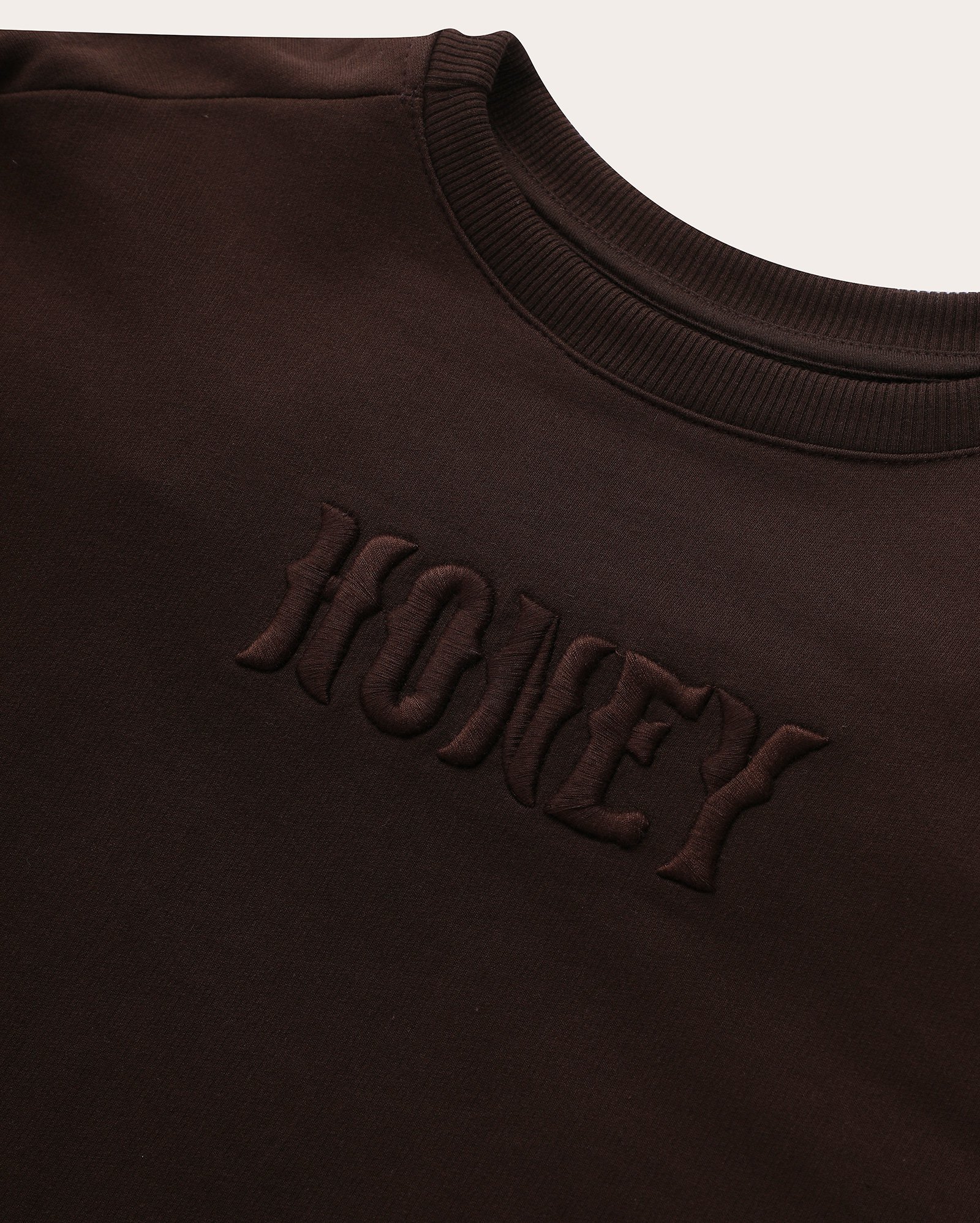 Blusa de moletom juvenil gola careca com franja honey marrom | Pool