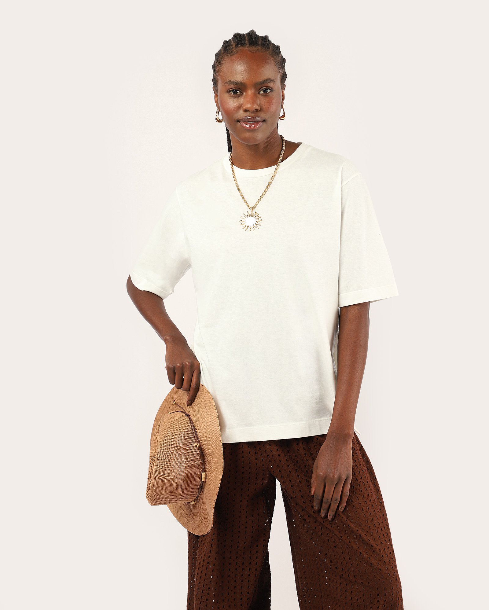 Camiseta feminina ampla - branca