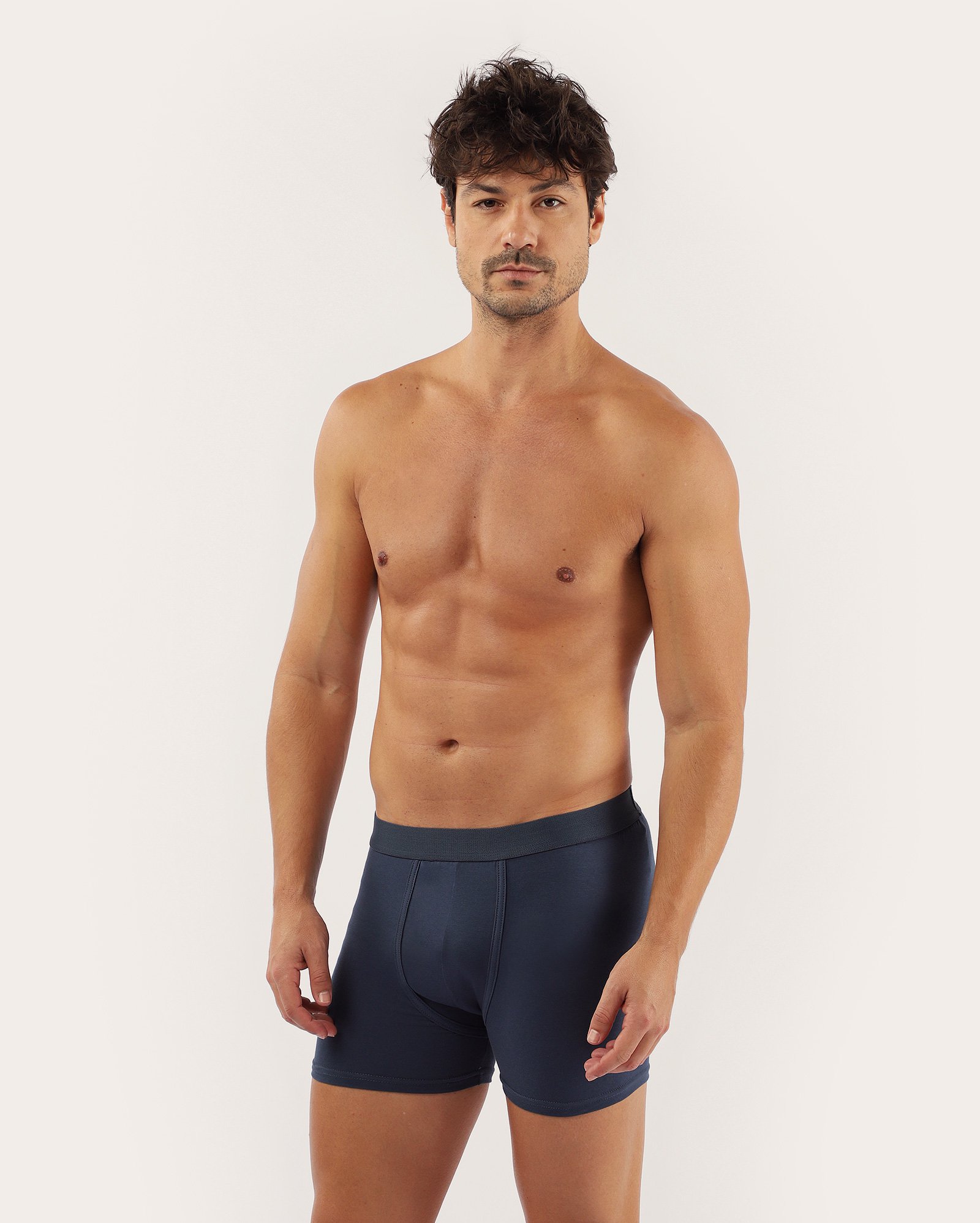 Cueca boxer algodão egípcio - Azul Escuro