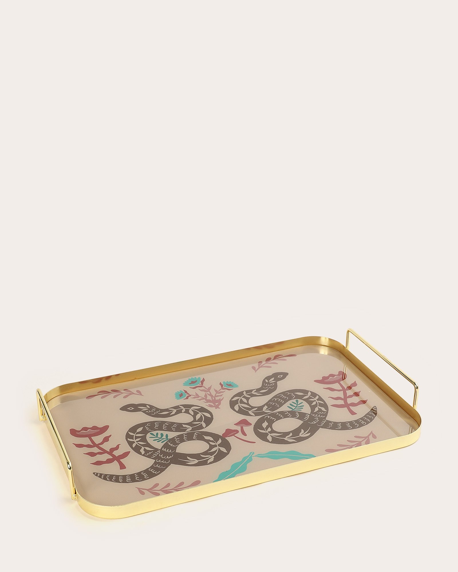 Bandeja decorativa de vidro serpente 41cm multicor | Casa Riachuelo