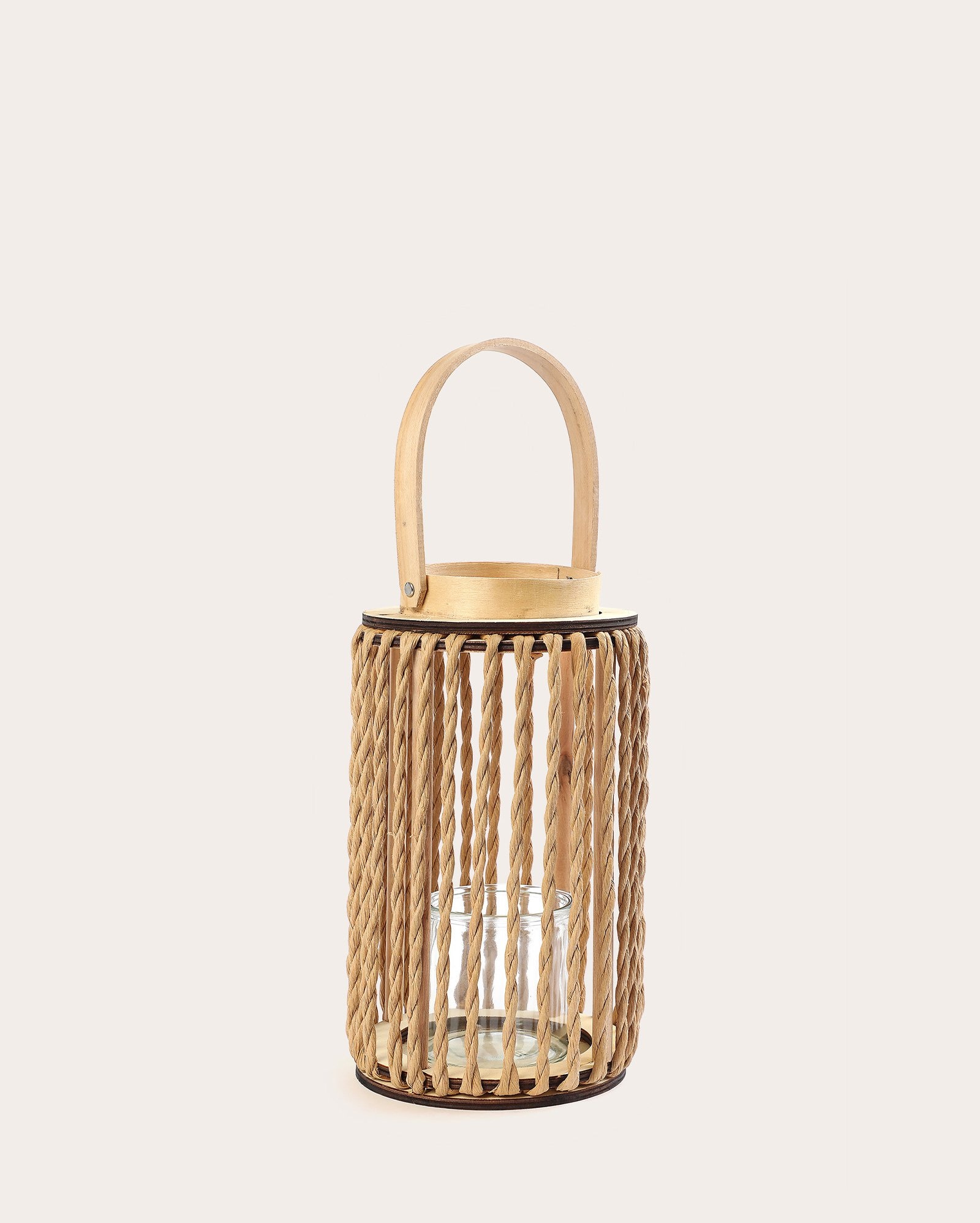 Porta-vela lanterna Ondina 32cm bege | Casa Riachuelo