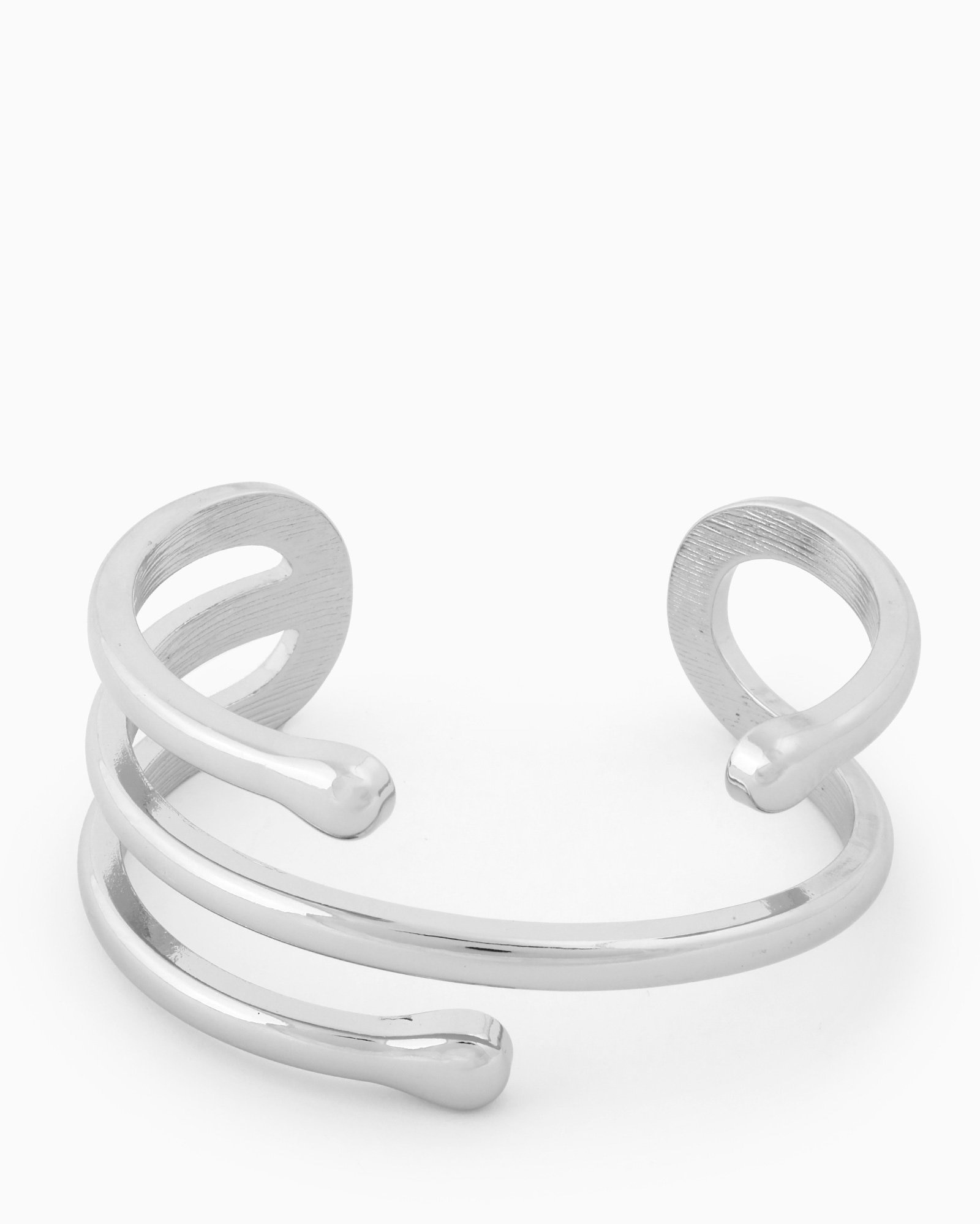 Bracelete feminino faixas artísticas prata