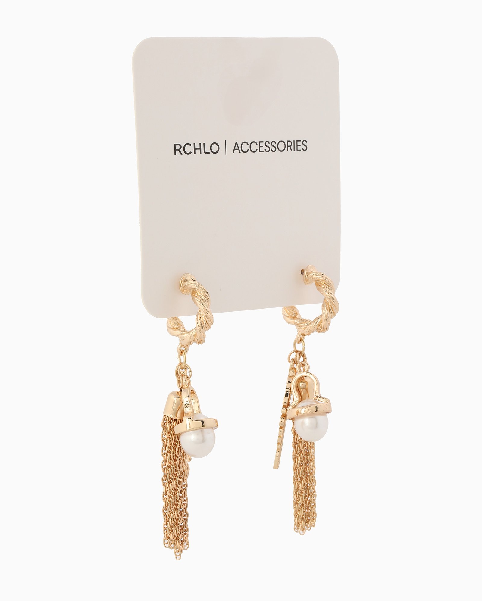 Brinco feminino pendente tassel e pérola dourado | Accessori