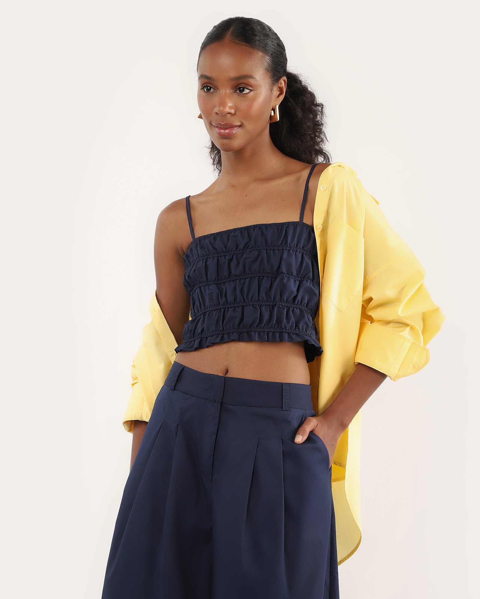 Regata cropped feminina tricoline - Azul Escuro | Special Edition