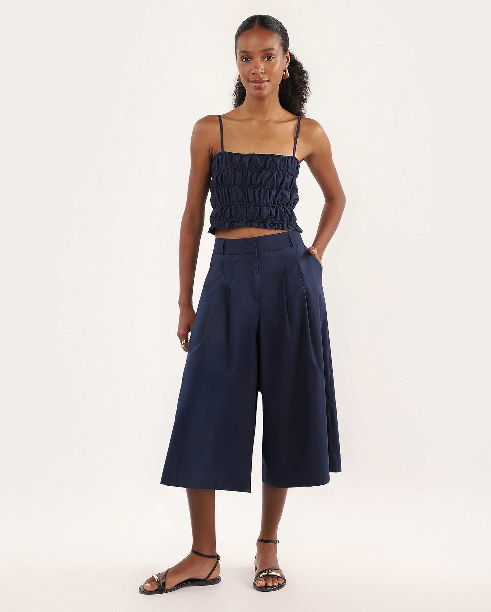 Regata cropped feminina tricoline - Azul Escuro | Special Edition