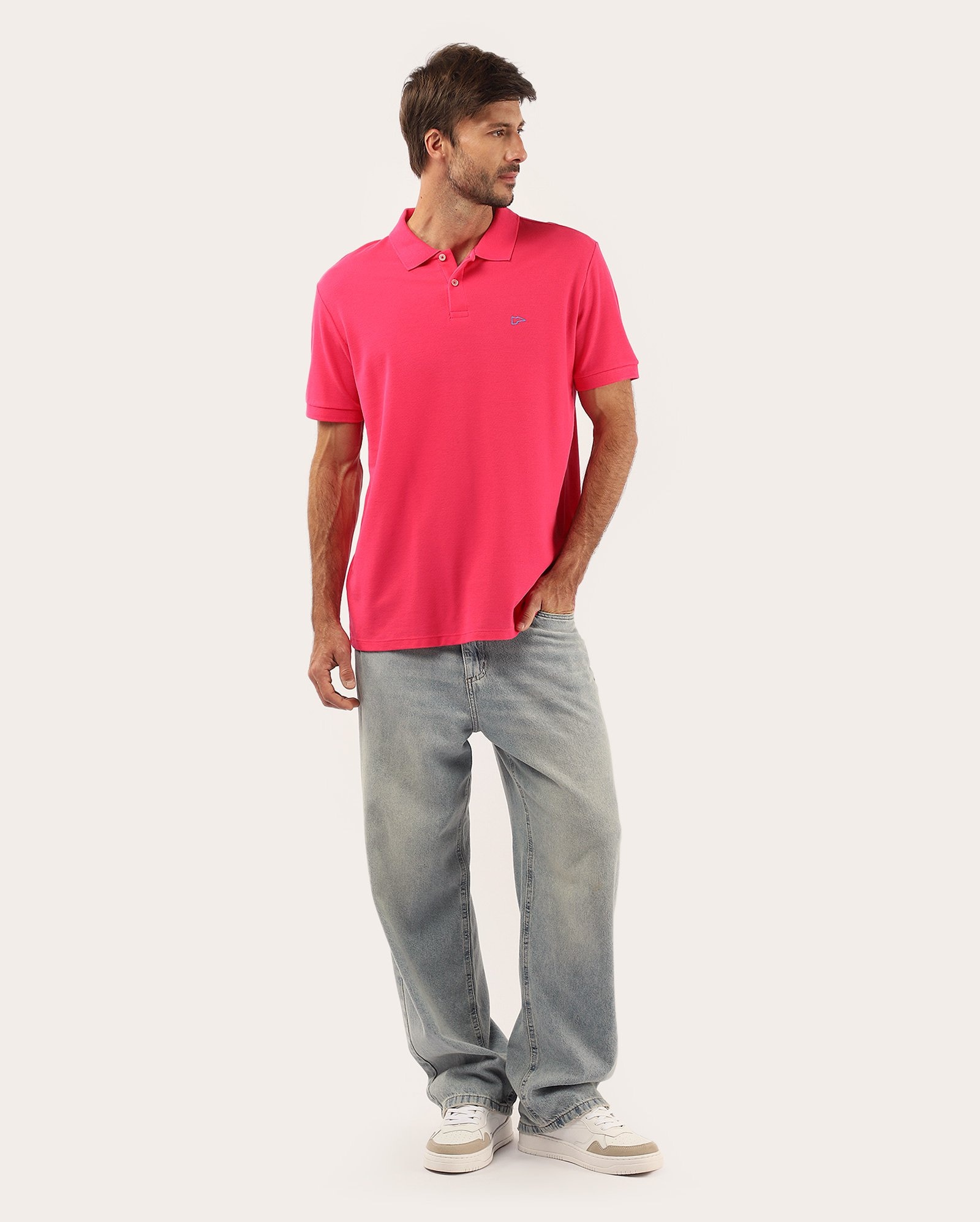 Camisa polo masculina Pool Legacy regular piquet - Rosa