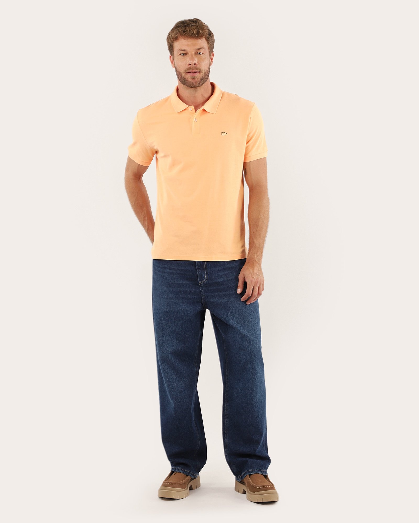 Camisa polo masculina Pool Legacy regular piquet - Laranja Claro