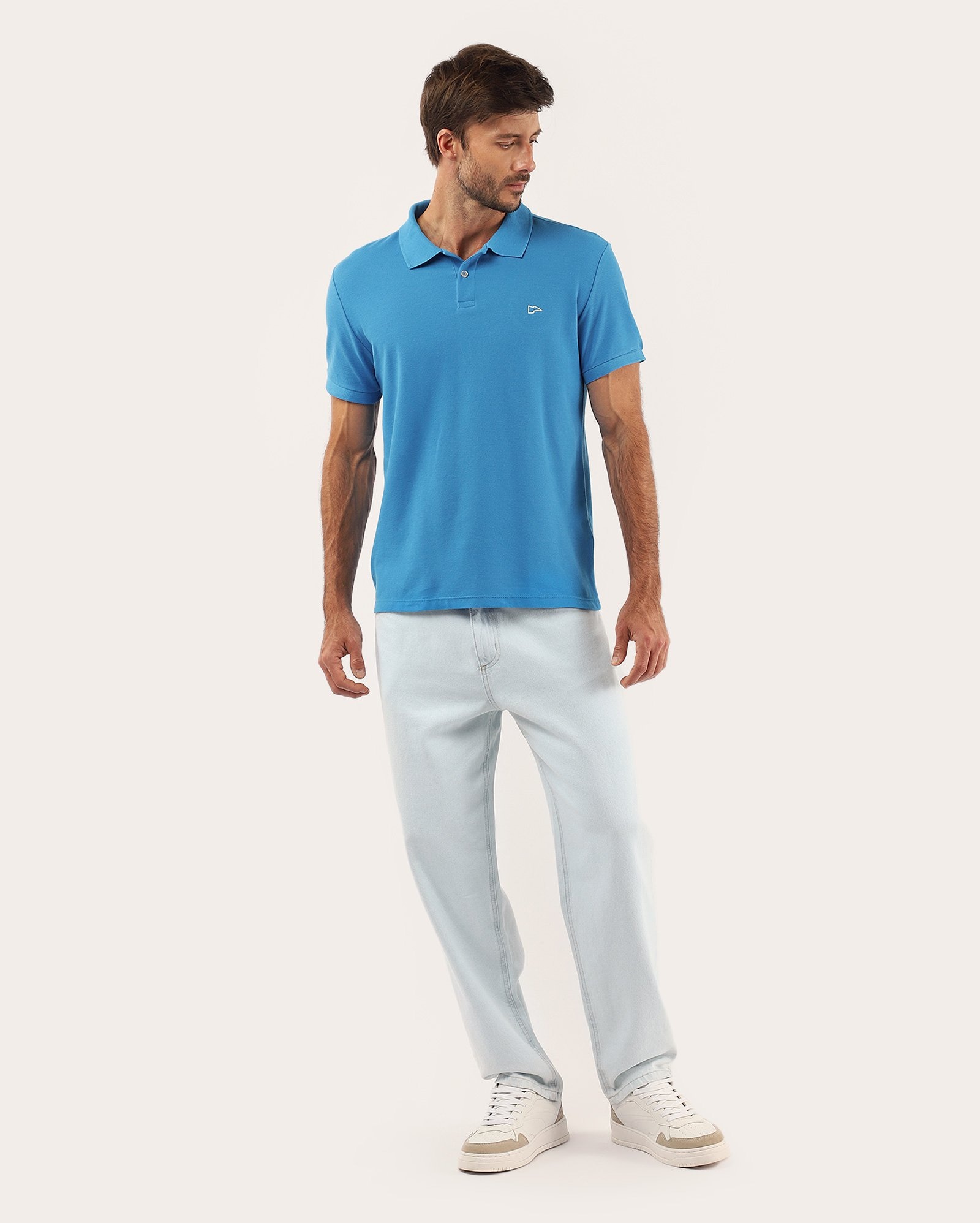 Camisa polo masculina Pool Legacy regular piquet - Azul