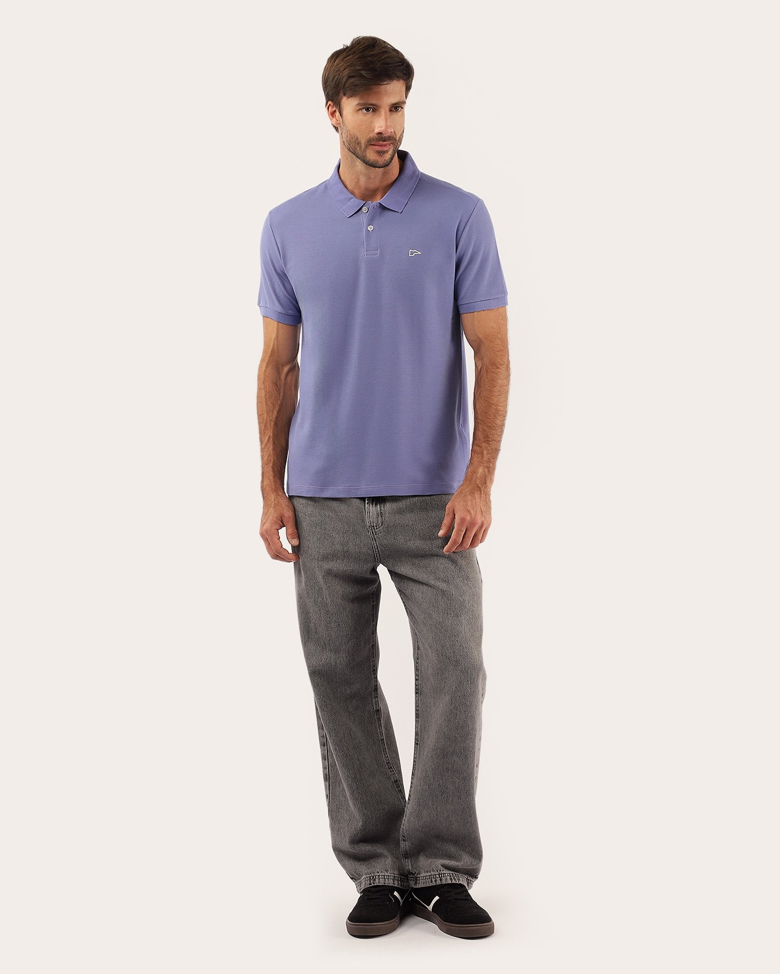 Camisa polo masculina Pool Legacy regular piquet - Lilás