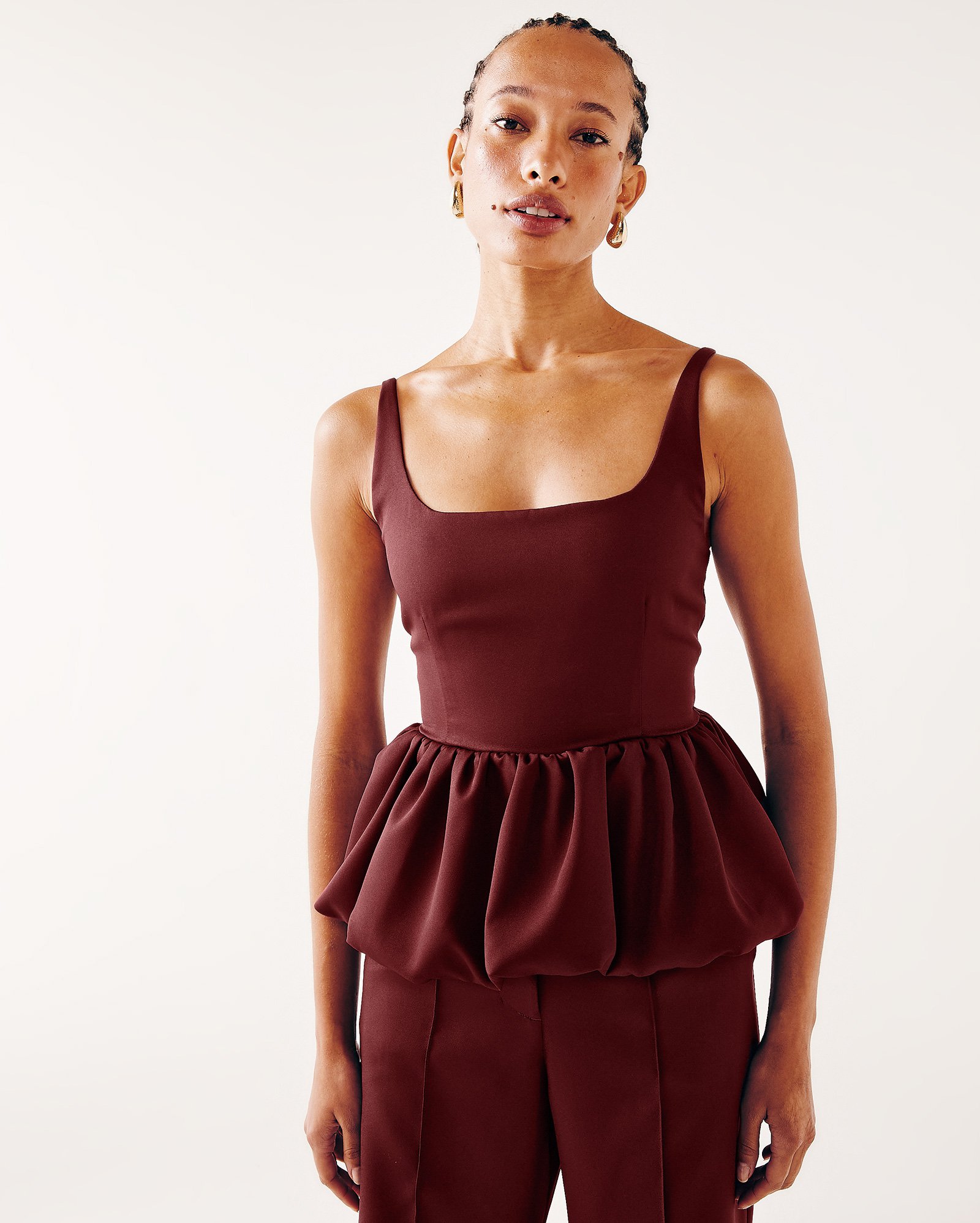 Regata feminina peplum alfaiatada vinho | AK by Riachuelo