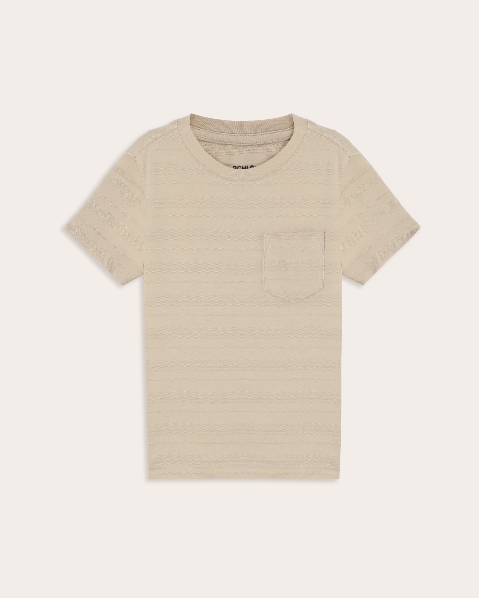 Camiseta infantil texturizada com bolso 1-4A bege