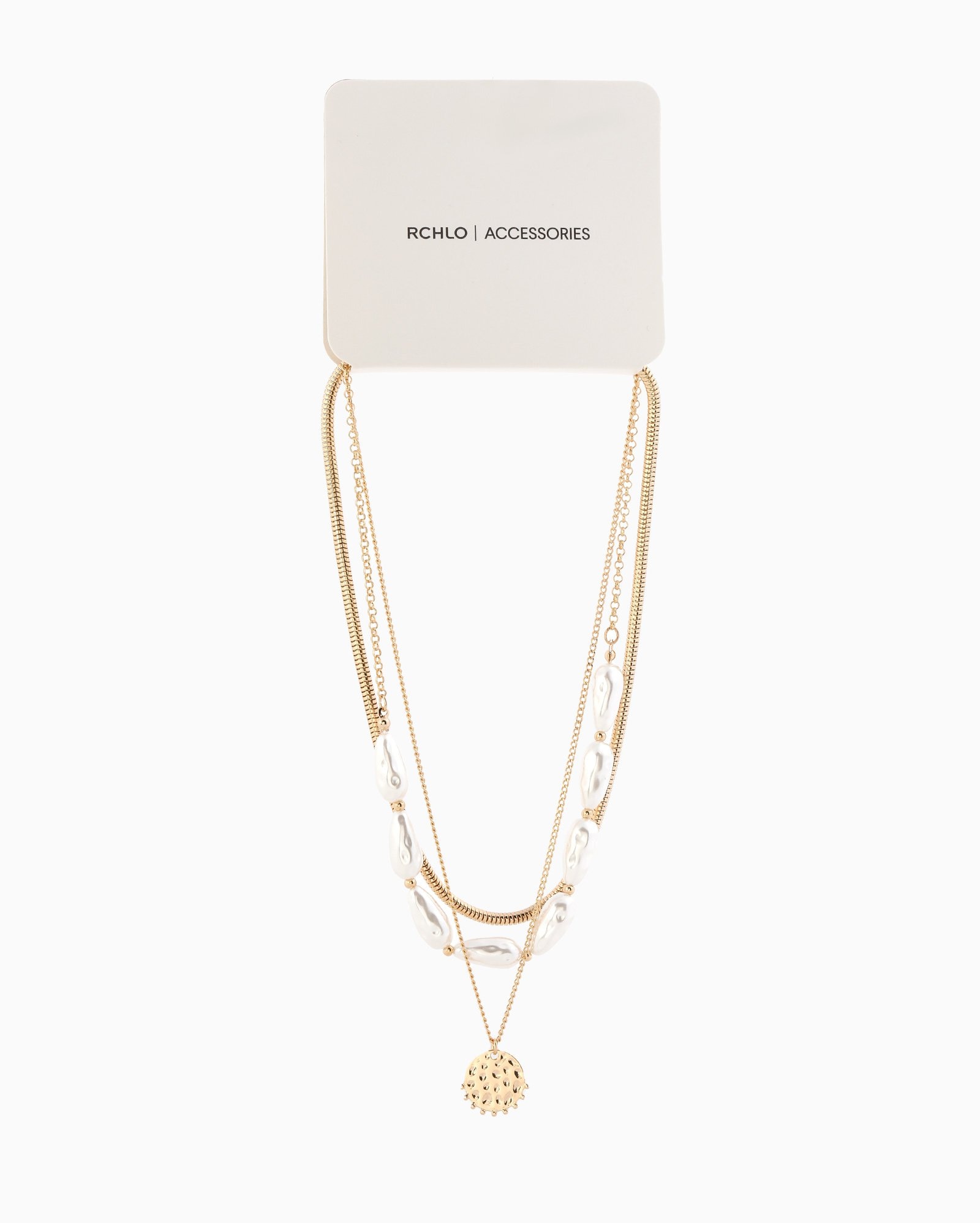 Kit colar feminino 3 peças pérolas e medalha dourado | Accessori