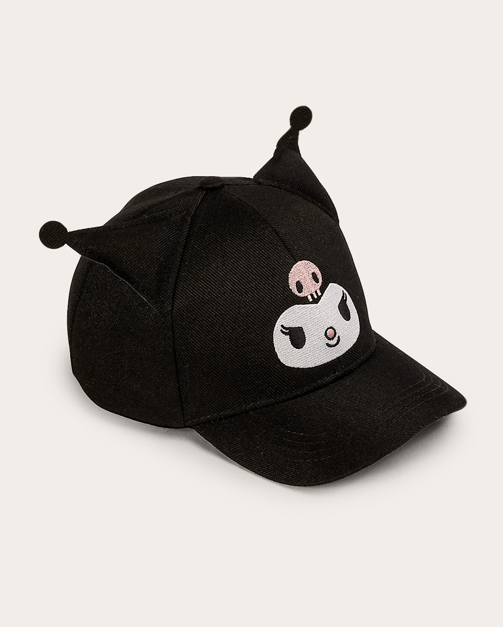 Boné juvenil aba curva Kuromi interativa com fita dupla aderente preto | Sanrio