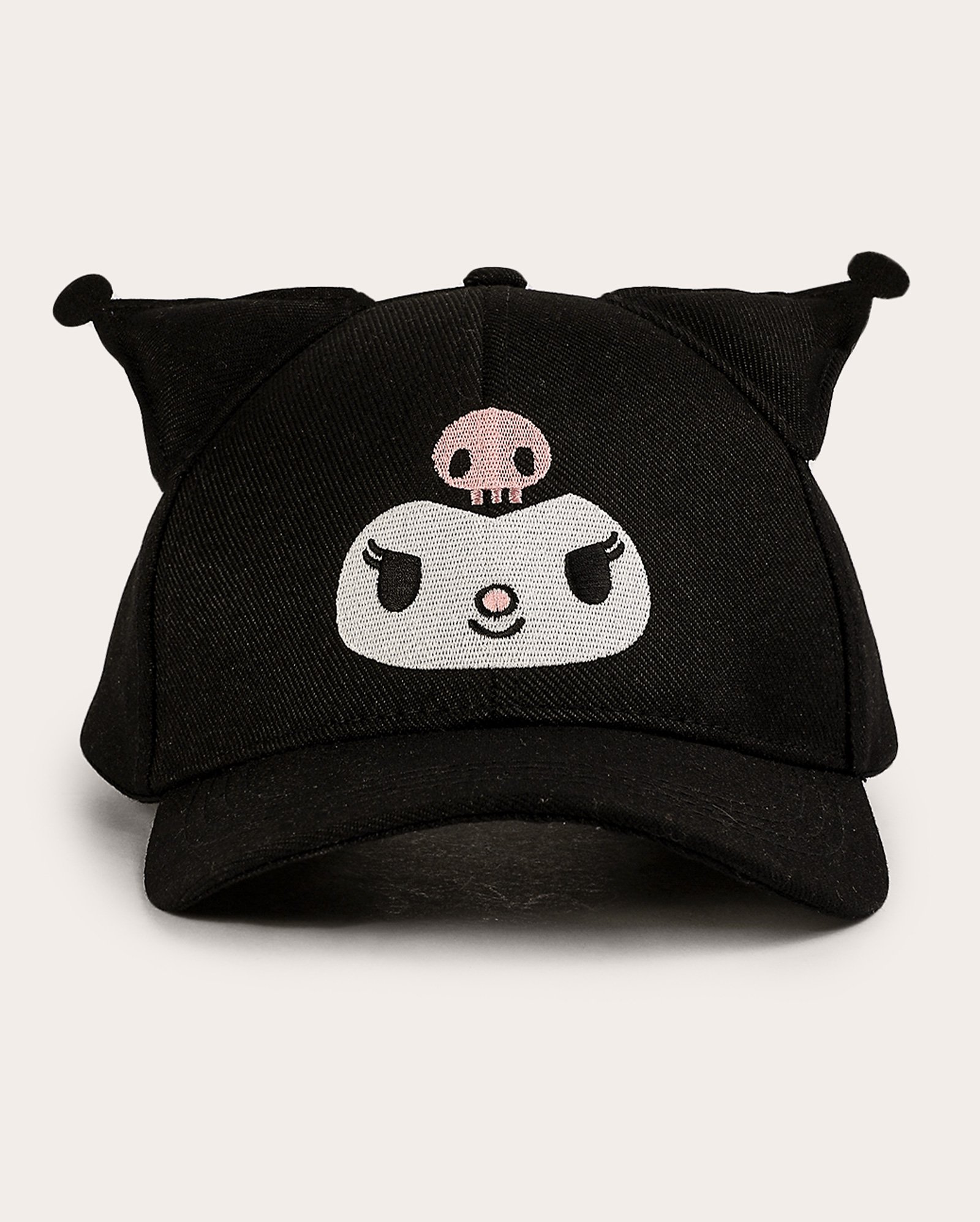 Boné juvenil aba curva Kuromi interativa com fita dupla aderente preto | Sanrio