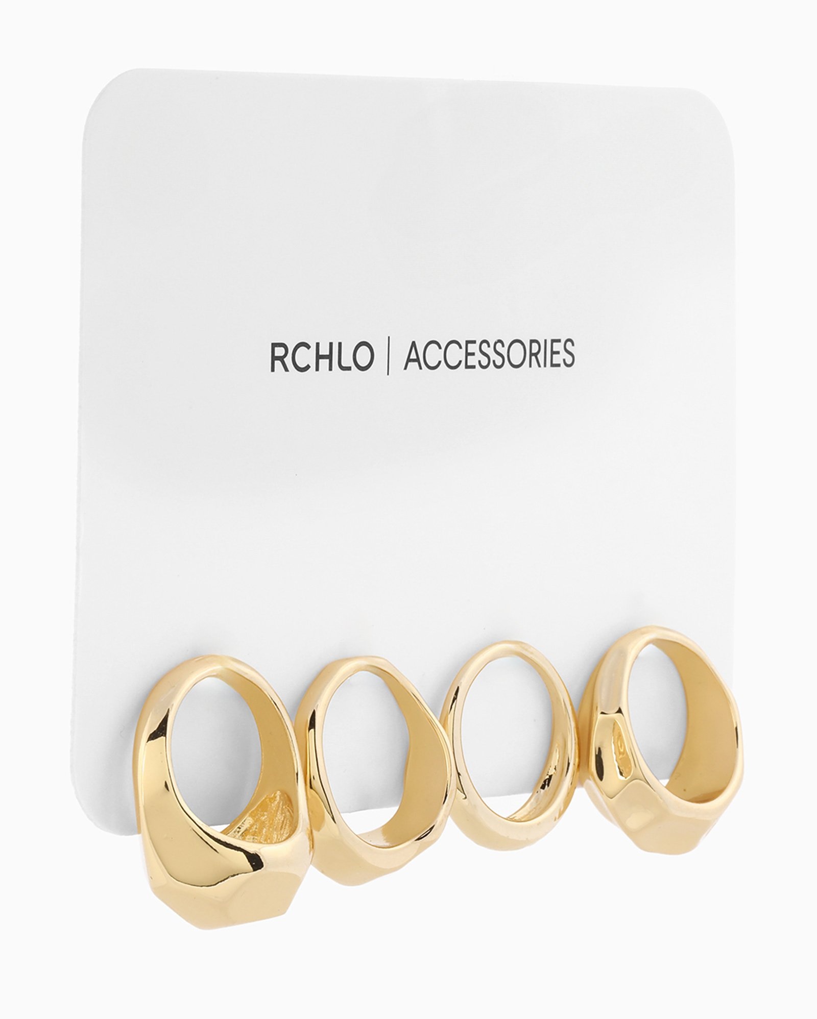 Kit anéis feminino 4 peças bold dourado | Accessori
