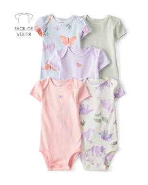 Kit body bebê 5 peças borboleta dino multicor | Carter's