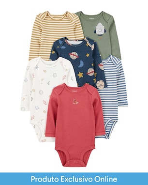 Kit body bebê 6 peças listras e universo multicor | Carter's