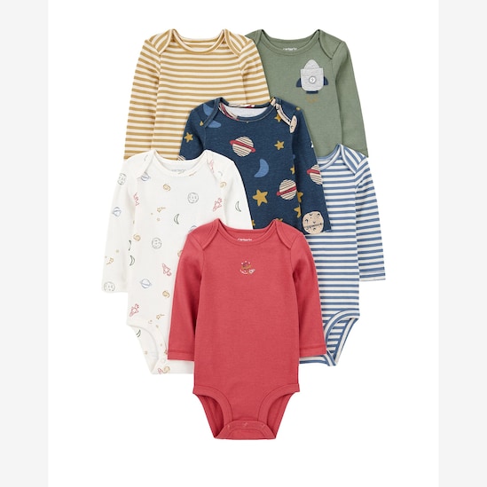 Kit body bebê 6 peças listras e universo multicor | Carter's
