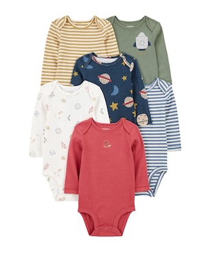 Kit body bebê 6 peças listras e universo multicor | Carter's