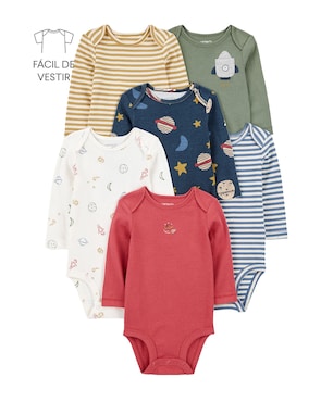 Kit body bebê 6 peças listras e universo multicor | Carter's