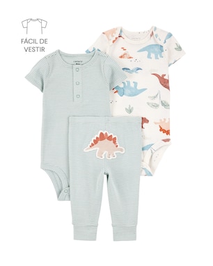 Conjunto longo bebê 3 peças listras dino multicor | Carter's