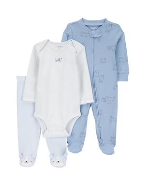 Conjunto longo bebê 3 peças cachorrinhos listras multicor | Carter's