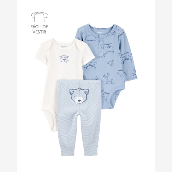 Conjunto longo bebê 3 peças fazendinha multicor | Carter's