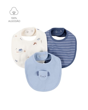 Kit babador Carter's bebê menino em algodão 3 peças - Multicor