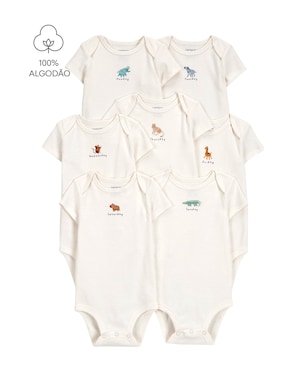 Kit body bebê 7 peças dias da semana off-white | Carter's