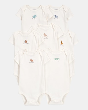 Kit body bebê 7 peças dias da semana off-white | Carter's