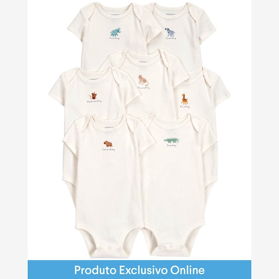 Kit body bebê 7 peças dias da semana off-white | Carter's