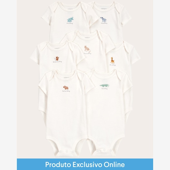 Kit body bebê 7 peças dias da semana off-white | Carter's