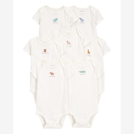 Kit body bebê 7 peças dias da semana off-white | Carter's