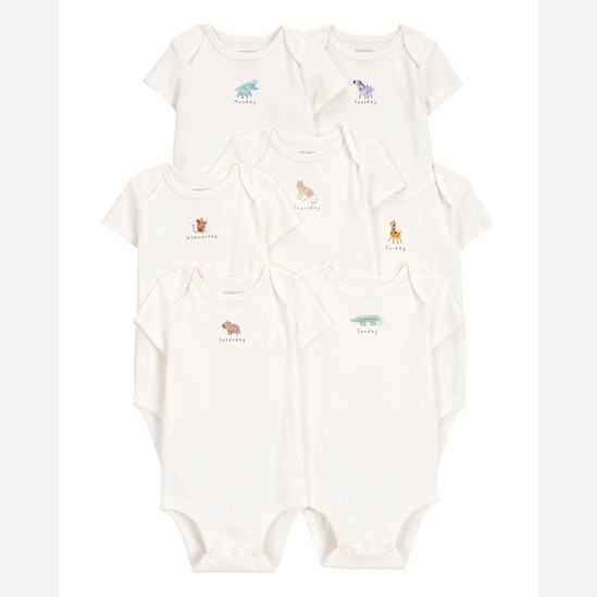 Kit body bebê 7 peças dias da semana off-white | Carter's