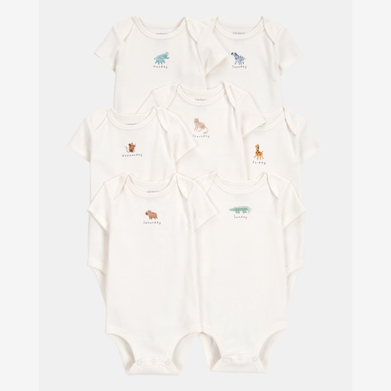 Kit body bebê 7 peças dias da semana off-white | Carter's